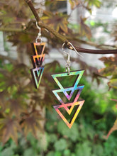 Load image into Gallery viewer, Triple Triangle Wood Earrings