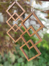 Load image into Gallery viewer, Triple Diamond Wood Earrings