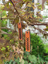 Load image into Gallery viewer, Chevron Cuts Wood Earrings