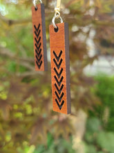 Load image into Gallery viewer, Chevron Cuts Wood Earrings