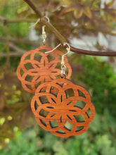Load image into Gallery viewer, Bold Spirograpgh Floral Wood Earrings