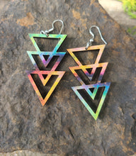 Load image into Gallery viewer, Triple Triangle Wood Earrings

