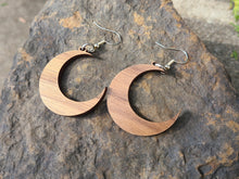 Load image into Gallery viewer, Crescent Moon Wood Earrings