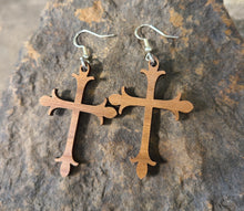 Load image into Gallery viewer, Cross Wood Earrings