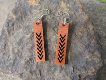 Load image into Gallery viewer, Chevron Cuts Wood Earrings
