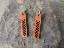 Load image into Gallery viewer, Chevron Cuts Wood Earrings