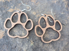 Load image into Gallery viewer, Paw Print Wood Earrings