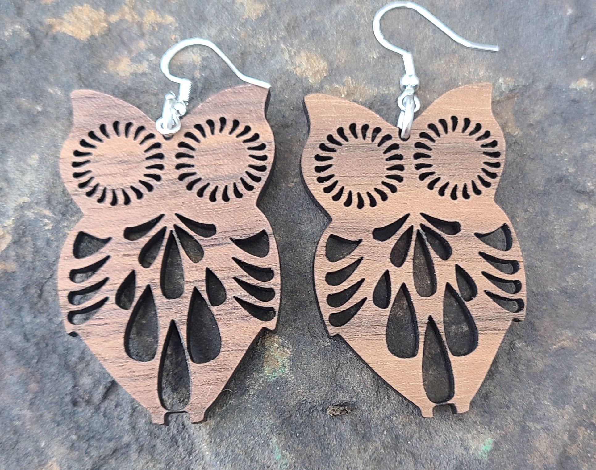 Wooden owl store earrings