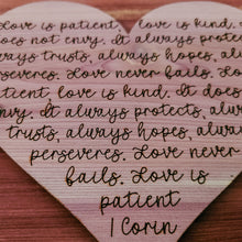 Load image into Gallery viewer, Bible Love Sign, 1 Corinthians 13 Engraved Sign