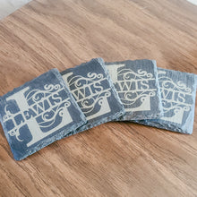 Load image into Gallery viewer, Slate Monogram Coaster Set