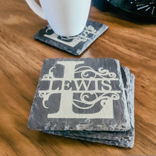 Load image into Gallery viewer, Slate Monogram Coaster Set