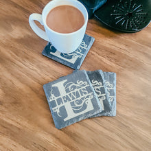 Load image into Gallery viewer, Slate Monogram Coaster Set