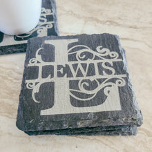 Load image into Gallery viewer, Slate Monogram Coaster Set