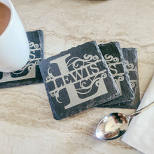 Load image into Gallery viewer, Slate Monogram Coaster Set