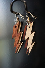 Load image into Gallery viewer, Lightning Bolt Wood Earrings