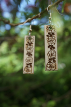 Load image into Gallery viewer, Engraved Rose Wood Earrings