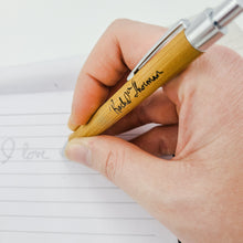 Load image into Gallery viewer, Personalized Handwriting Engraved Pen | Faux Leather Pen with Handwriting | Custom Writing Utensil Handwriting Engraved | Mother's Day Gift