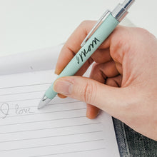 Load image into Gallery viewer, Personalized Handwriting Engraved Pen | Faux Leather Pen with Handwriting | Custom Writing Utensil Handwriting Engraved | Mother's Day Gift