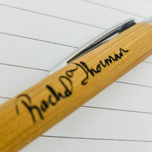 Load image into Gallery viewer, Personalized Handwriting Engraved Pen | Faux Leather Pen with Handwriting | Custom Writing Utensil Handwriting Engraved | Mother's Day Gift