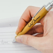 Load image into Gallery viewer, Personalized Handwriting Engraved Pen | Faux Leather Pen with Handwriting | Custom Writing Utensil Handwriting Engraved | Mother's Day Gift