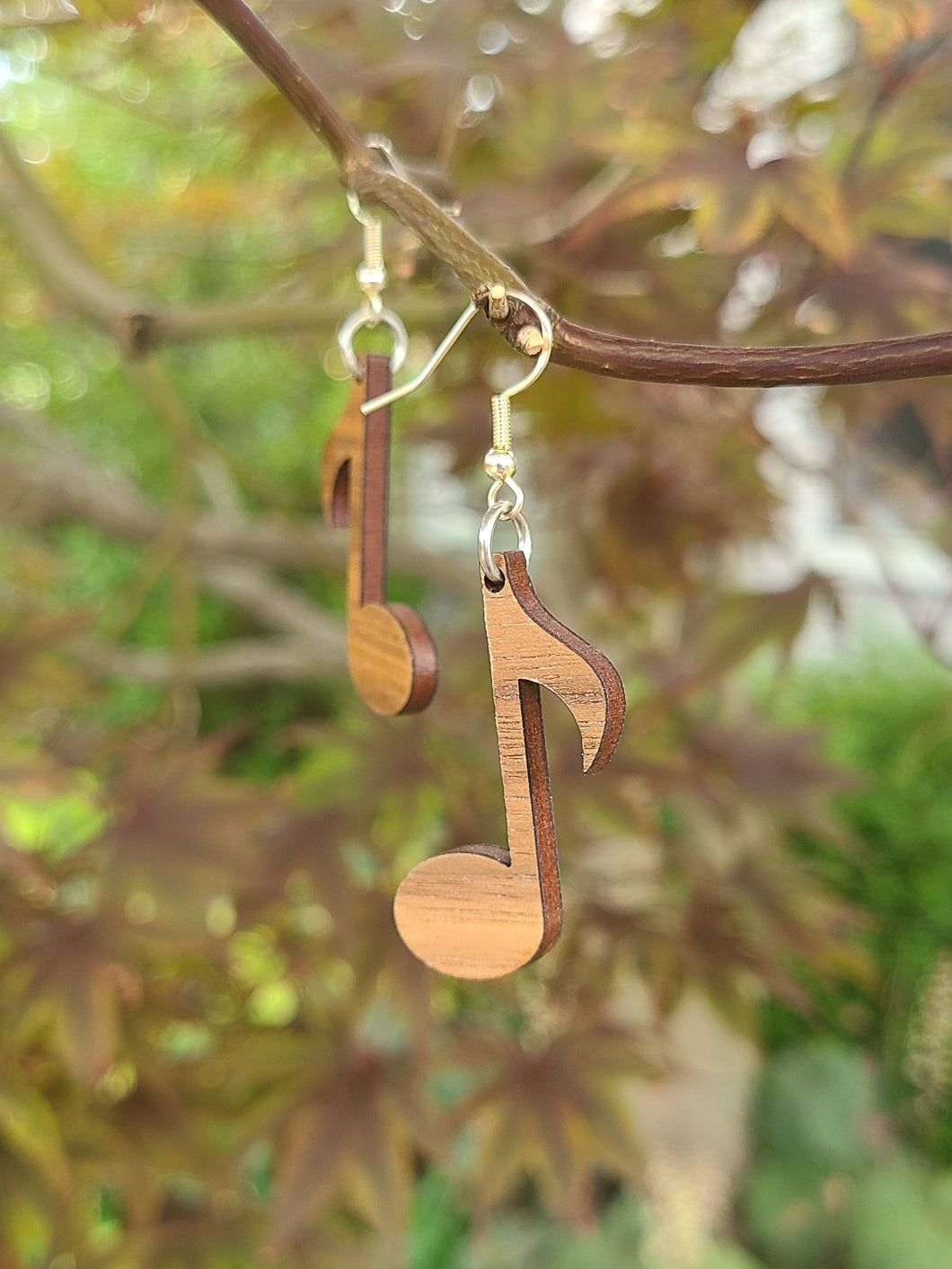 Music Note Wood Earrings